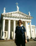 Helen on a rare excursion out of the hotel in Lithuania - see Q1
