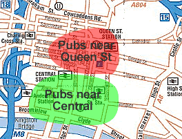 Pub map of Central Glasgow