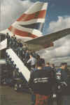 The England U-18 sqaud board the plane